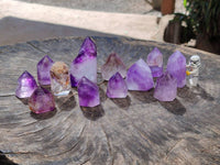 Polished Window Amethyst Crystals x 12 From Madagascar