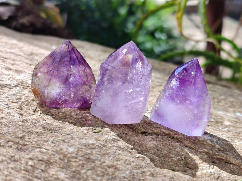 Polished Window Amethyst Crystals x 12 From Madagascar - Toprock Gemstones and Minerals 