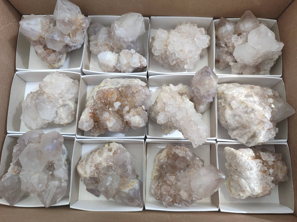 Natural Spirit Quartz Clusters x 16 From South Africa - Toprock Gemstones and Minerals 
