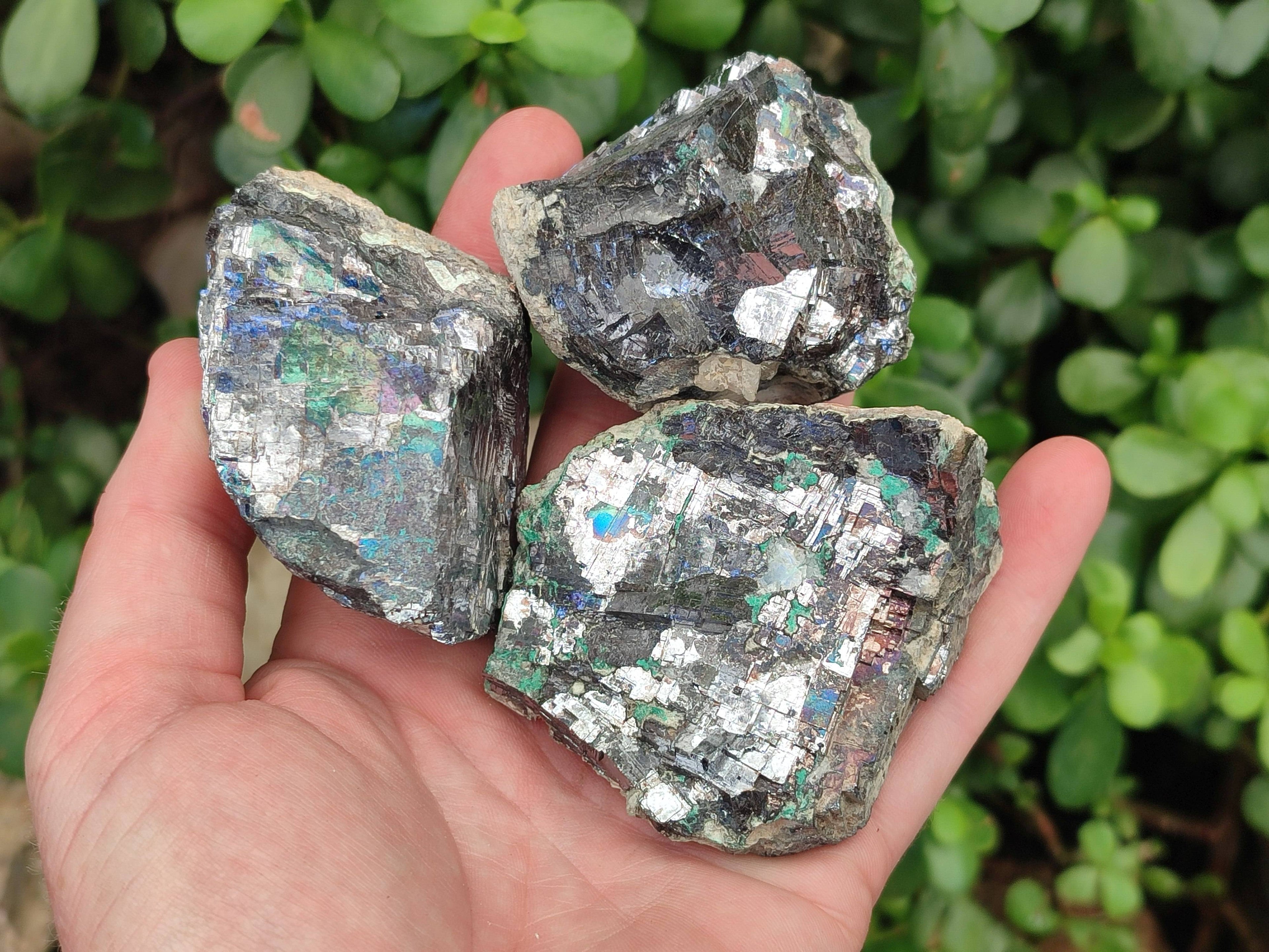 Natural Silver Lead Galena Specimens x 6 From Namibia - Toprock Gemstones and Minerals 