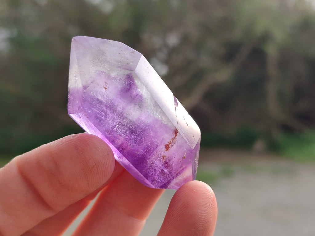Polished Window Amethyst Crystals x 12 From Madagascar - Toprock Gemstones and Minerals 