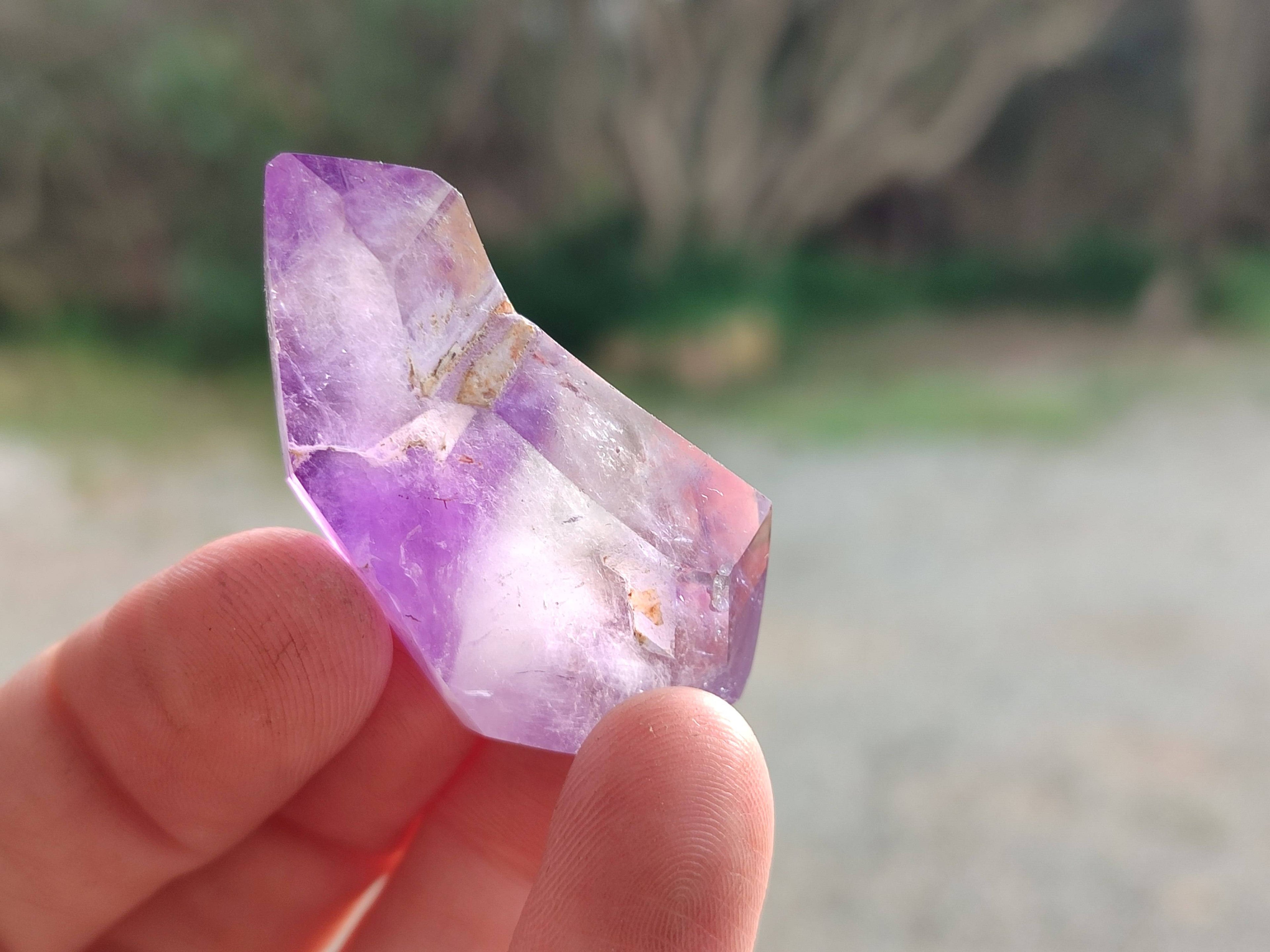 Polished Window Amethyst Crystals x 12 From Madagascar - Toprock Gemstones and Minerals 