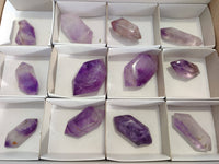 Polished Window Amethyst Crystals x 12 From Madagascar