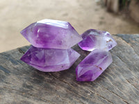 Polished Window Amethyst Crystals x 12 From Madagascar