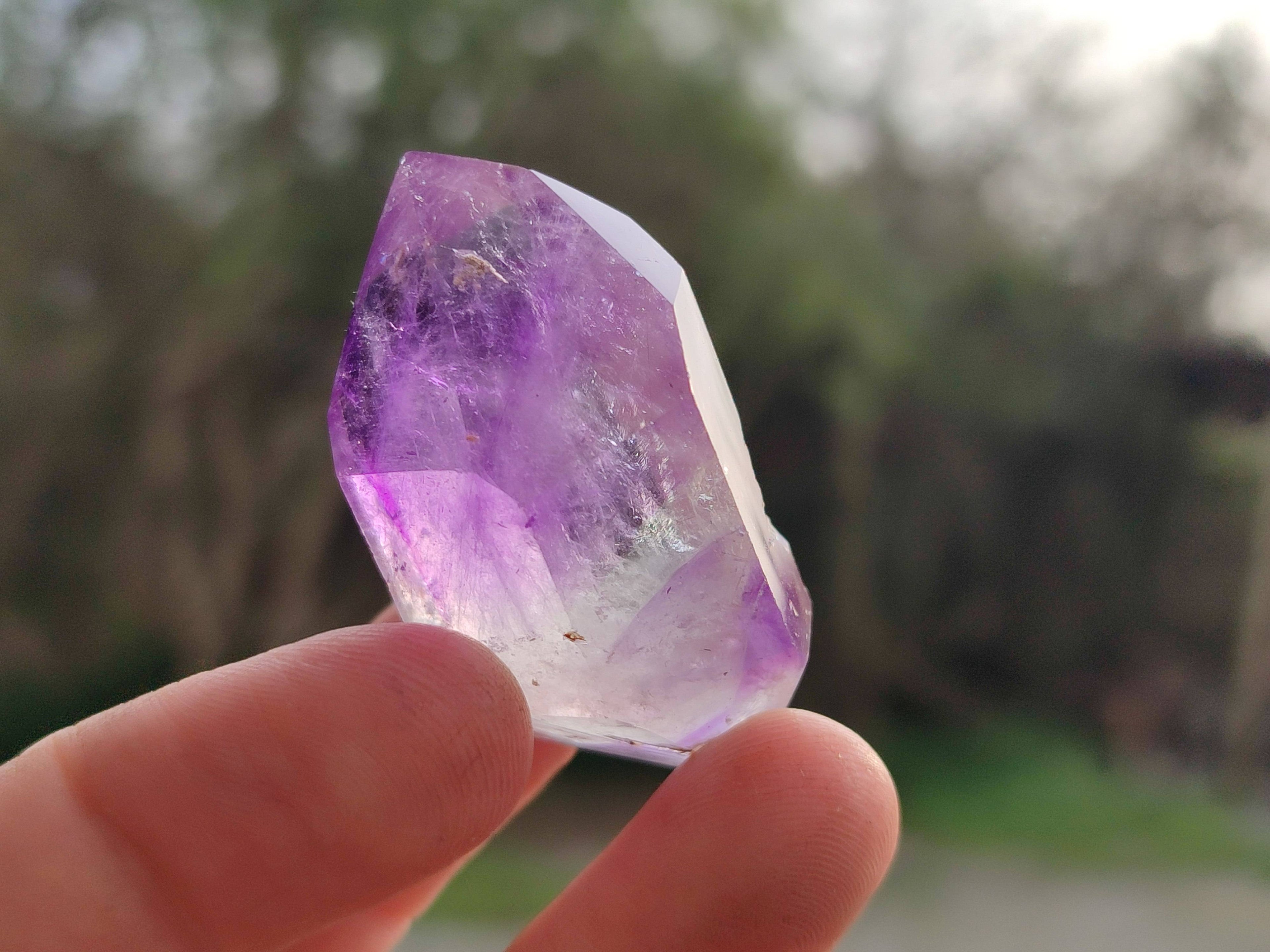 Polished Window Amethyst Crystals x 12 From Madagascar - Toprock Gemstones and Minerals 
