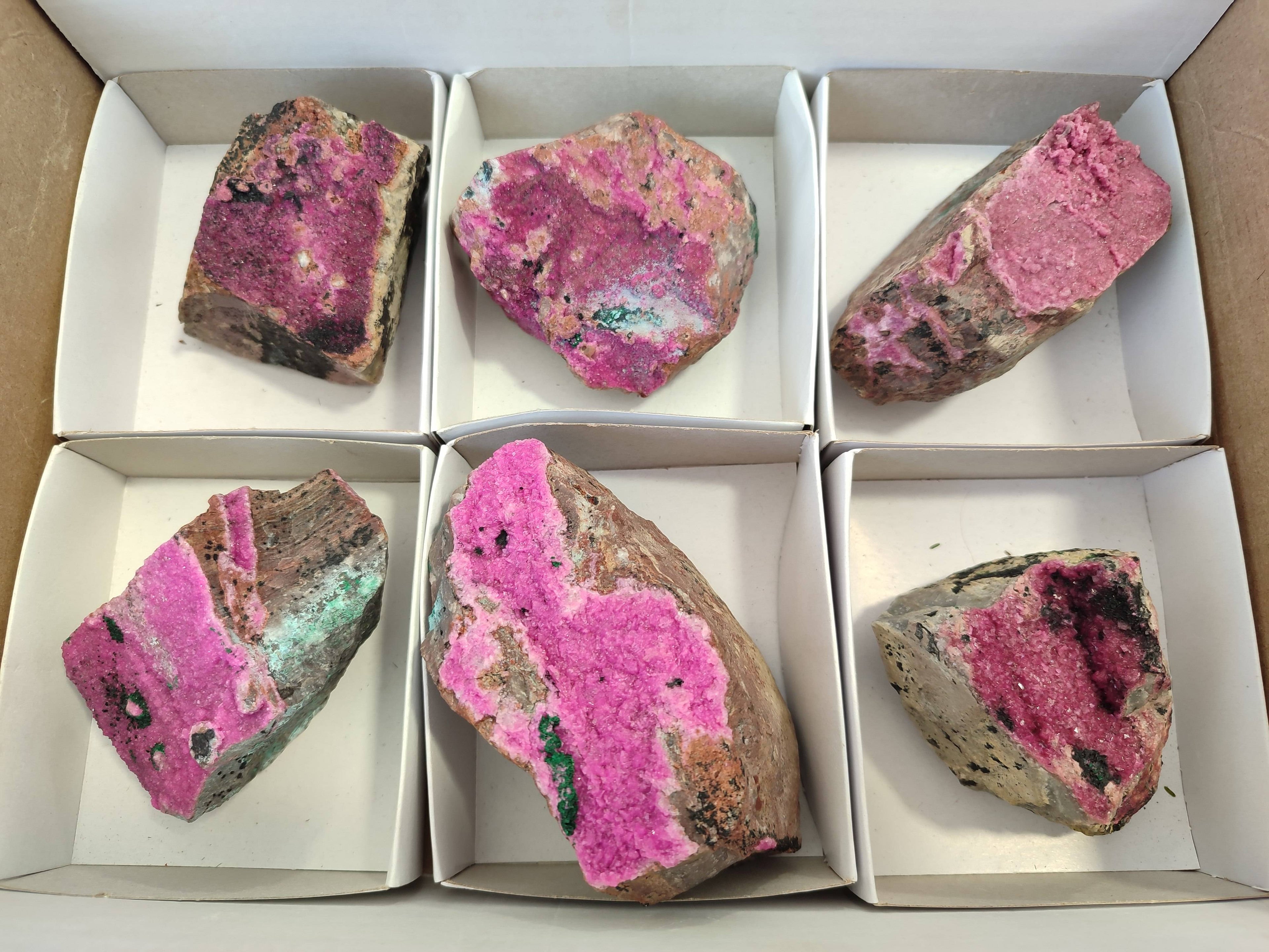 Natural Drusy Salrose on Dolomite Matrix Specimens x 6 From Kakanda, Congo - Toprock Gemstones and Minerals 
