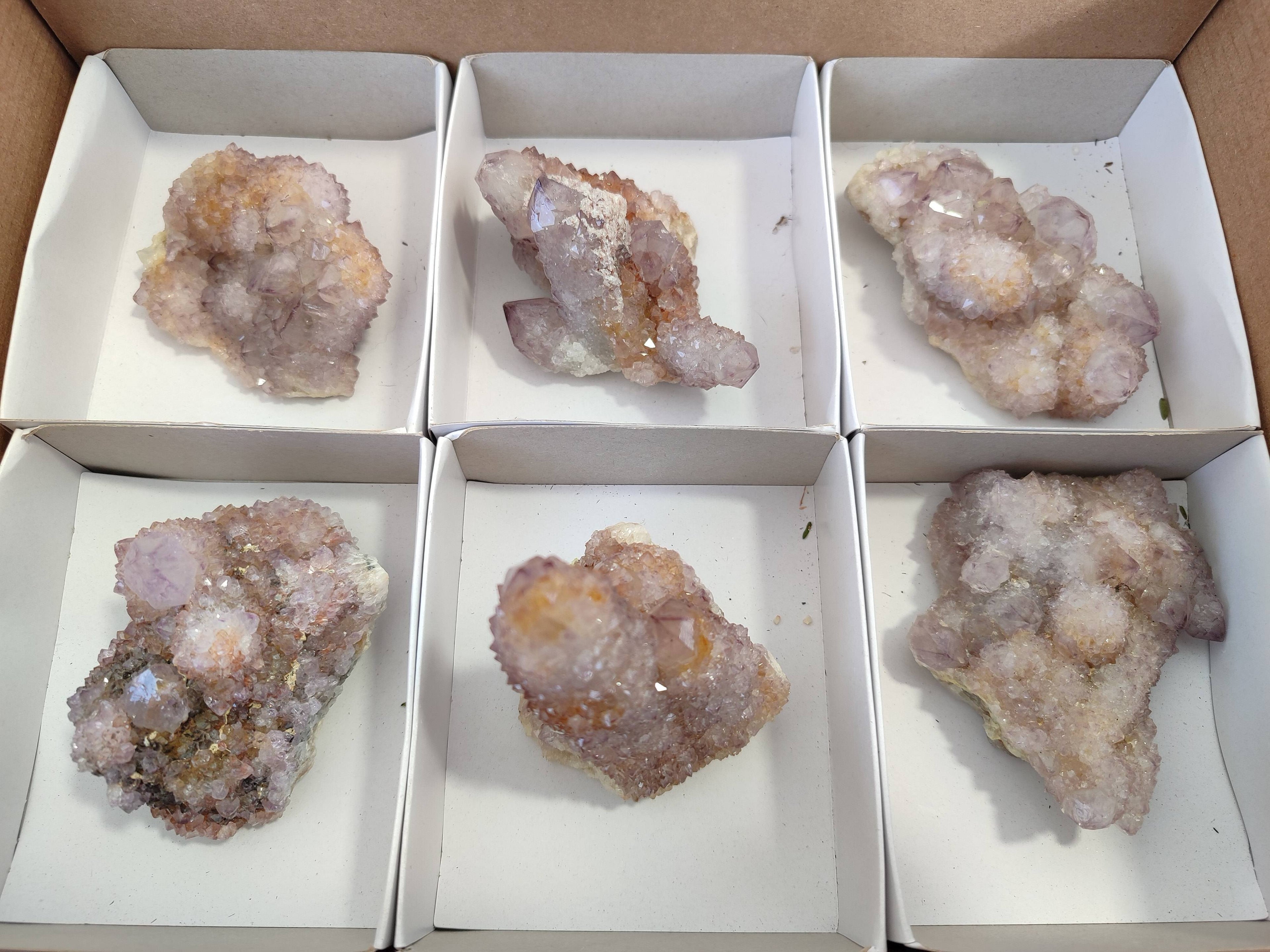 Natural Amethyst Spirit Quartz Clusters x 6 From South Africa - Toprock Gemstones and Minerals 