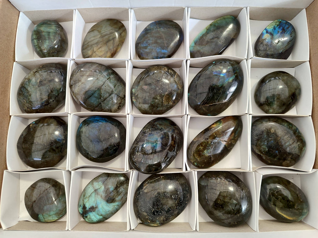 Polished Labradorite Palm Stones x 20 From Tulear, Madagascar - Toprock Gemstones and Minerals 