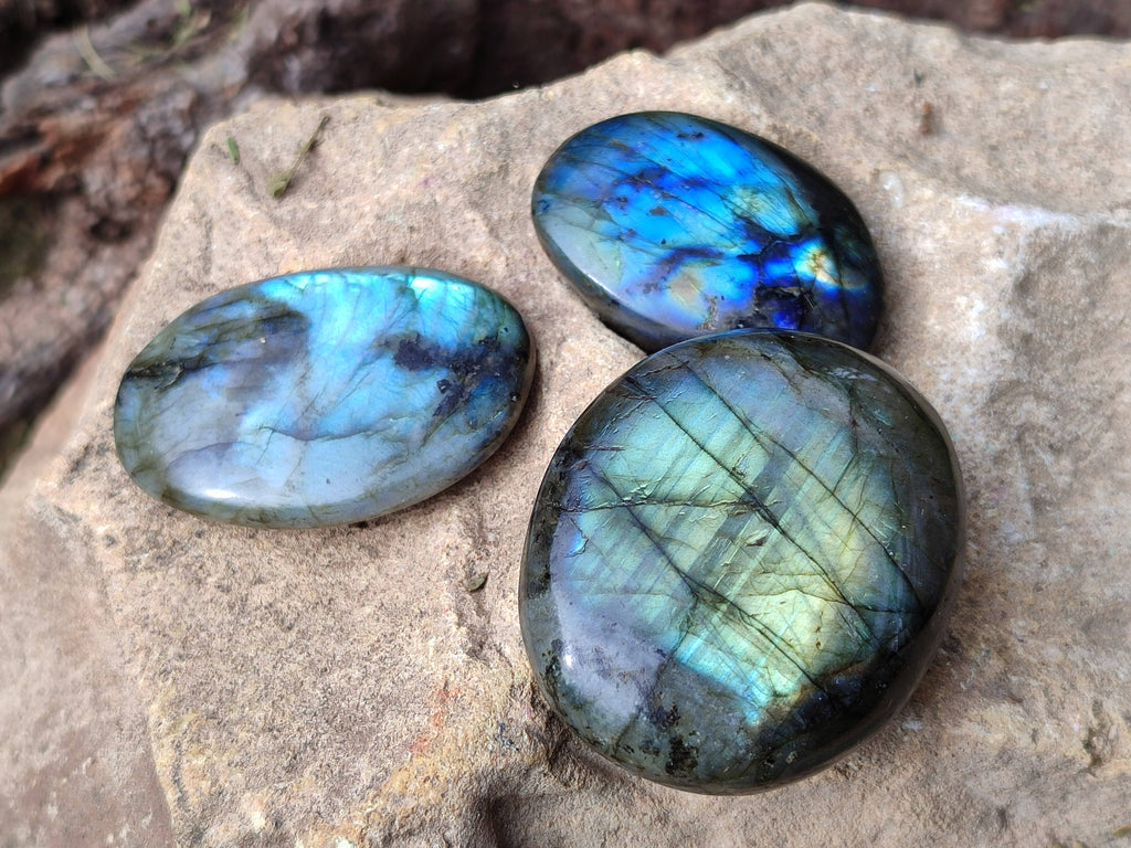 Polished Labradorite Palm Stones x 20 From Tulear, Madagascar - Toprock Gemstones and Minerals 
