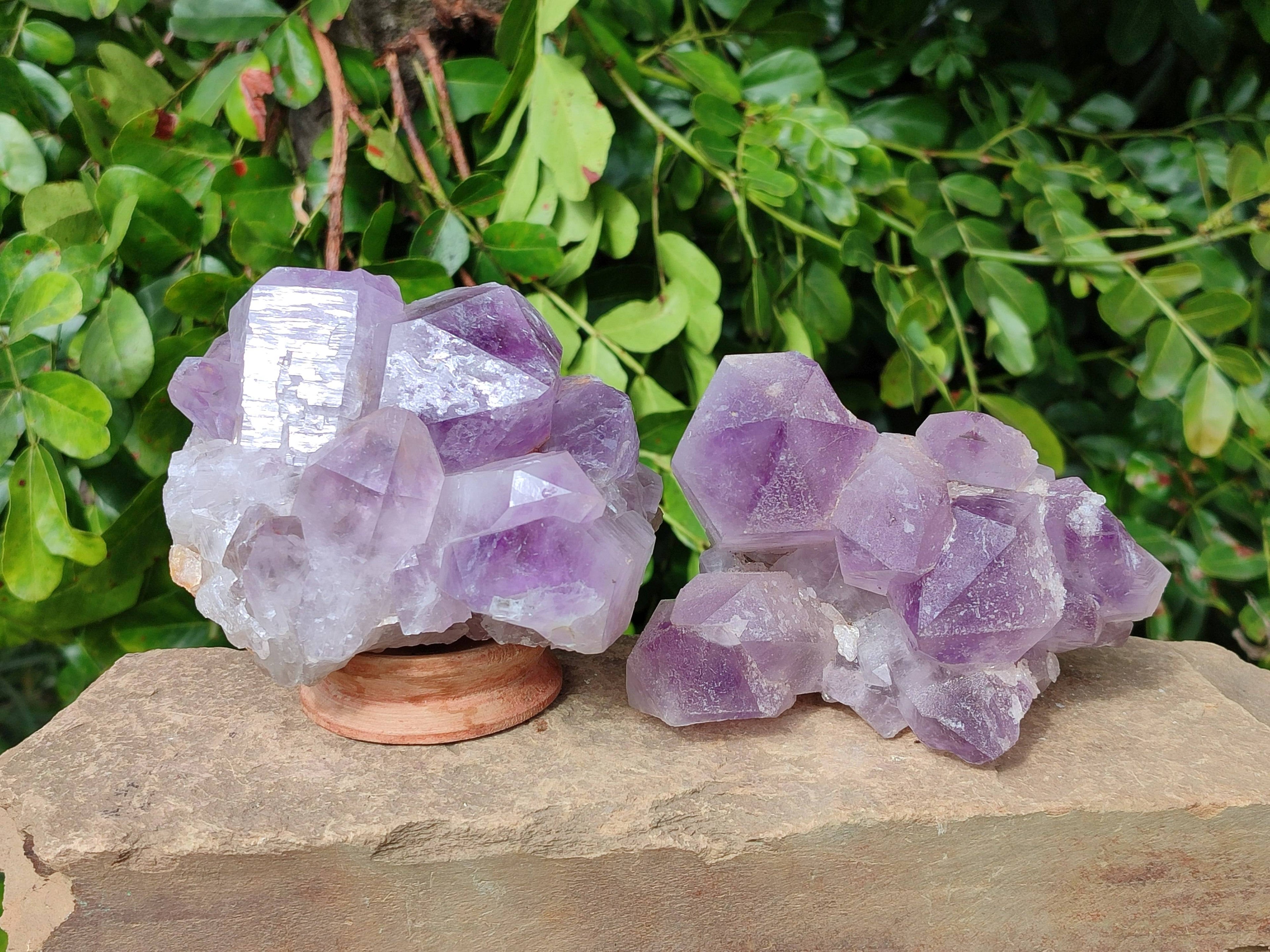 Natural Jacaranda Amethyst Clusters x 2 From Zambia - Toprock Gemstones and Minerals 