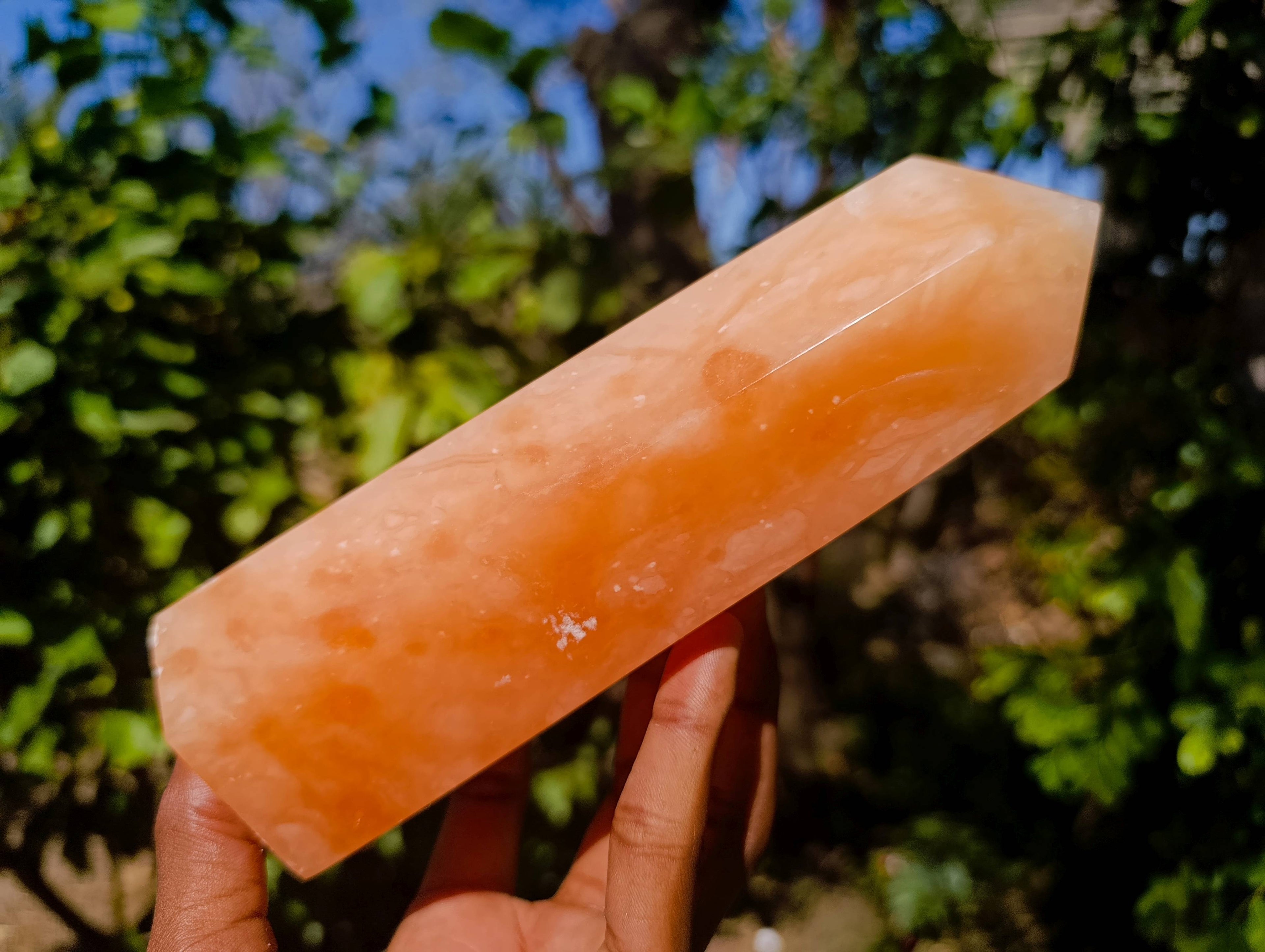 Polished Orange Twist Calcite Points x 2 From Madagascar - Toprock Gemstones and Minerals 