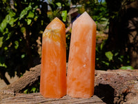 Polished Orange Twist Calcite Points x 2 From Madagascar - Toprock Gemstones and Minerals 