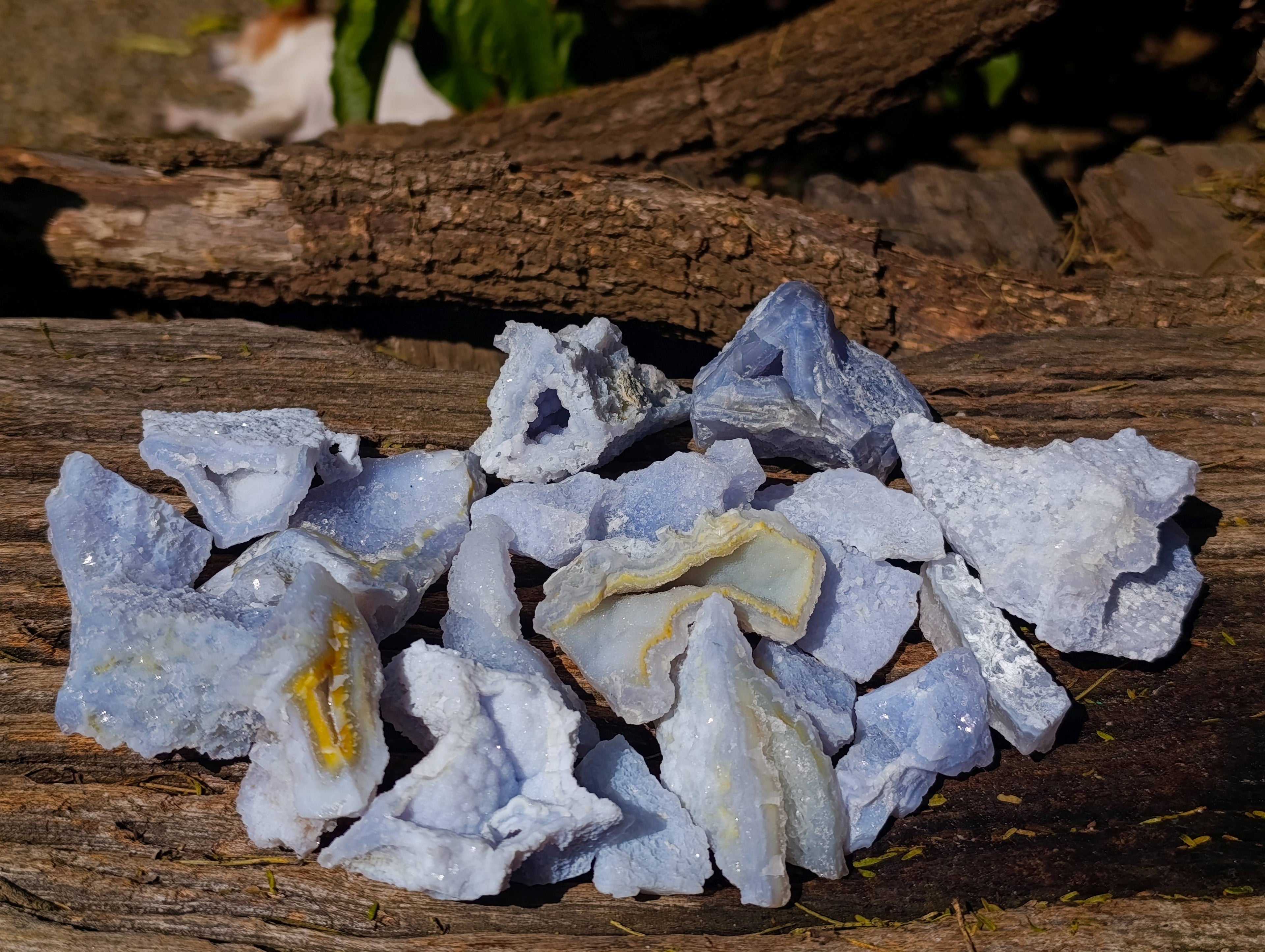Natural Etched Blue Chalcedony Specimens x 18 From Nsanje, Malawi - Toprock Gemstones and Minerals 