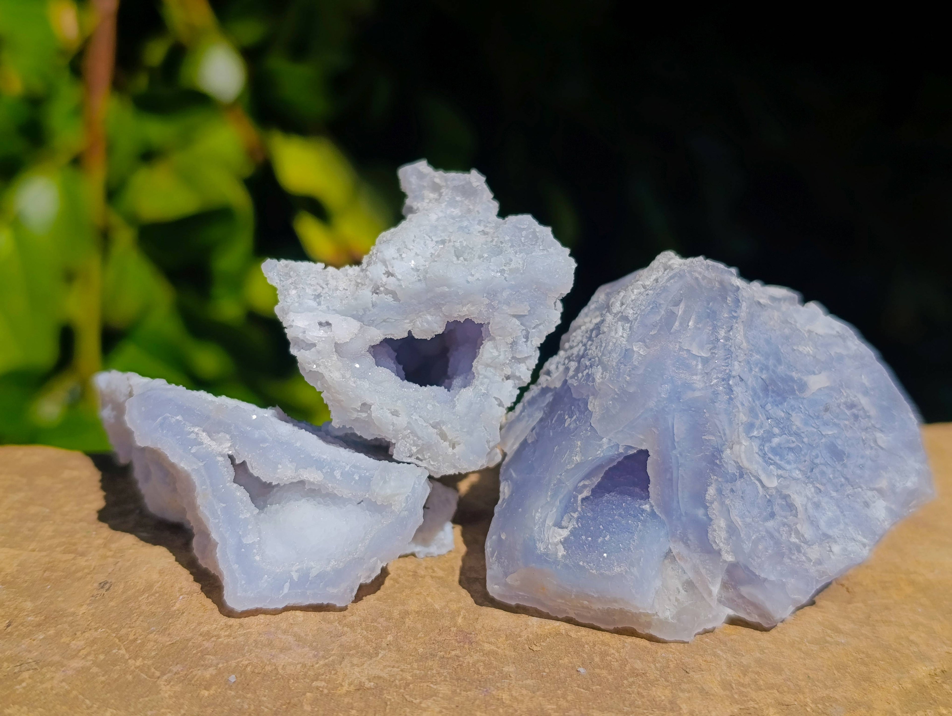 Natural Etched Blue Chalcedony Specimens x 18 From Nsanje, Malawi - Toprock Gemstones and Minerals 