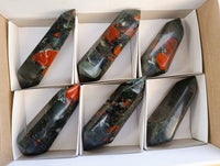 Polished Double Terminated Bloodstone Points x 6 From Swaziland - Toprock Gemstones and Minerals 