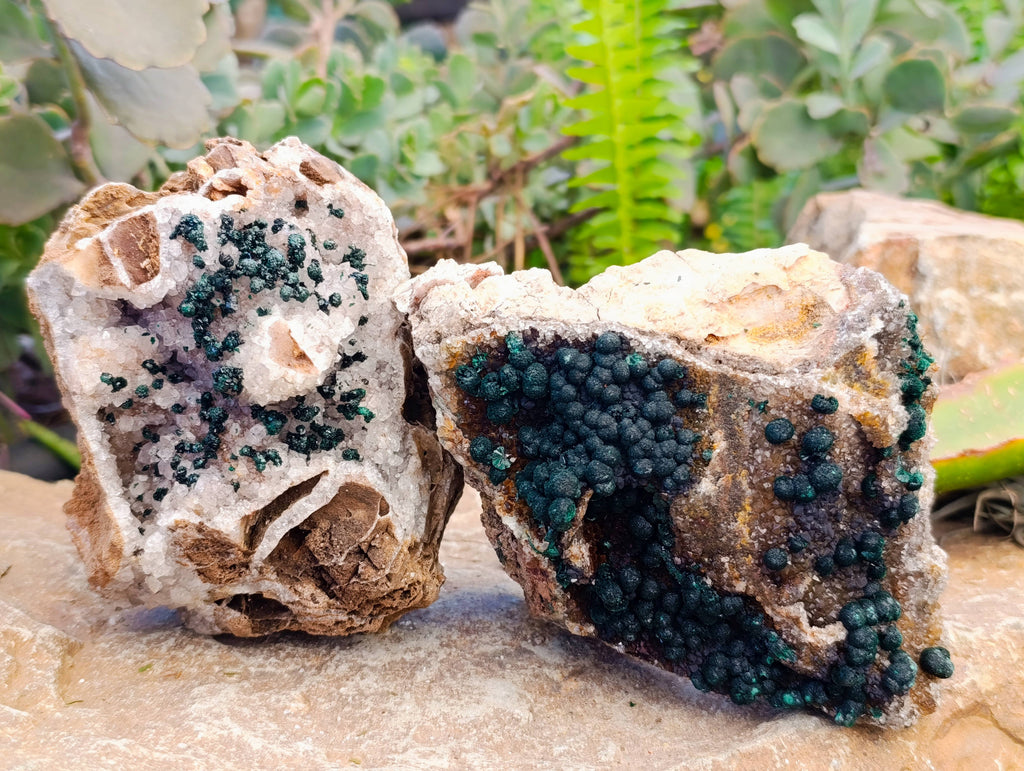 Natural Ball Malachite On Dolomite Matrix Specimens x 2 From Kambove, Congo - Toprock Gemstones and Minerals 