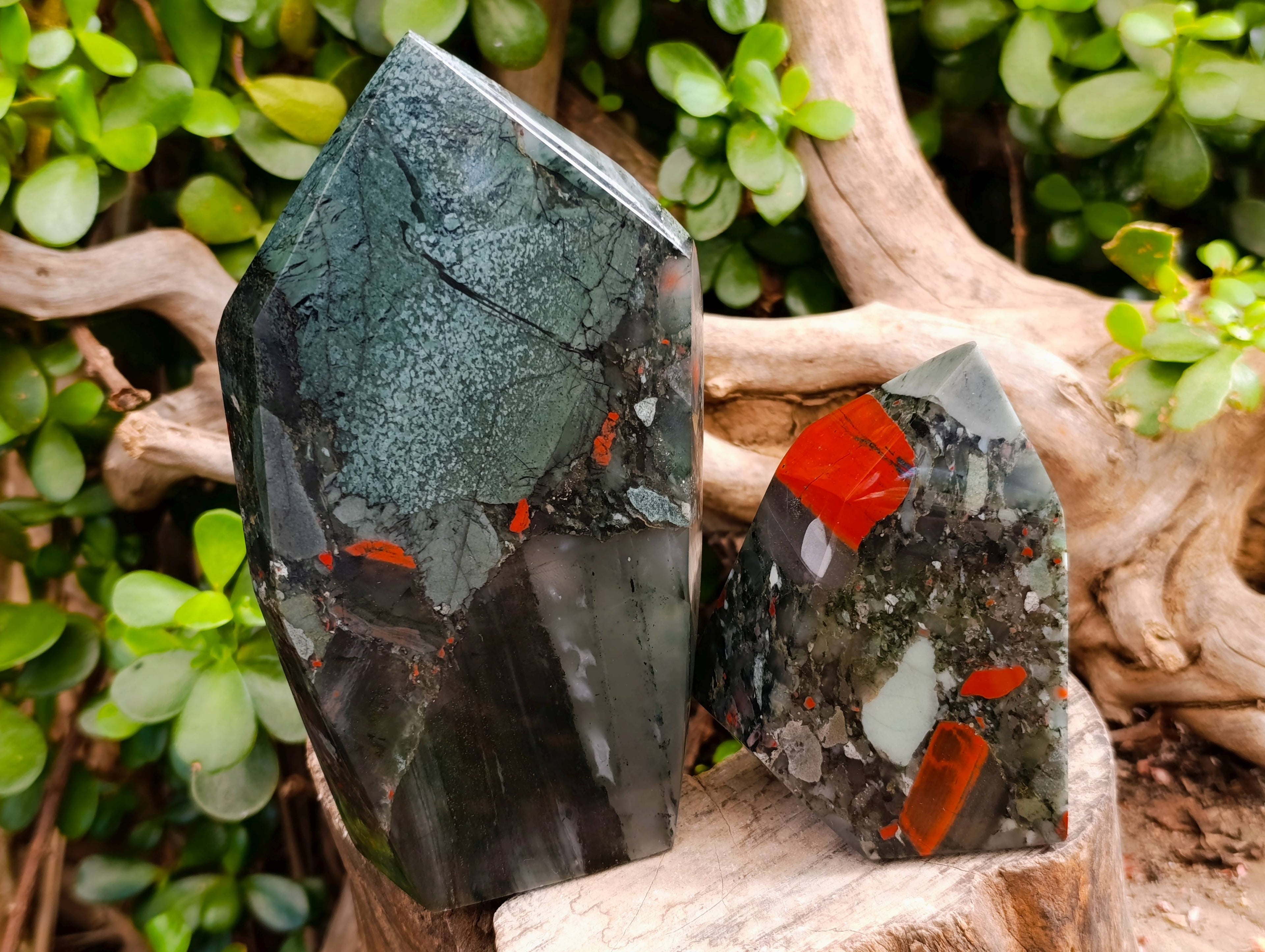 Polished Bloodstone Points x 2 From Swaziland - Toprock Gemstones and Minerals 