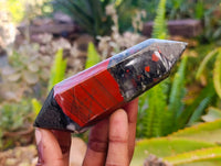 Polished Double Terminated Bloodstone Points x 6 From Swaziland