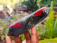 Polished Double Terminated Bloodstone Points x 6 From Swaziland