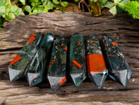 Polished Double Terminated Bloodstone Points x 6 From Swaziland