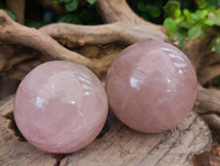 Polished Rose Quartz Spheres x 4 From Madagascar
