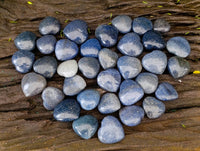 Polished Lazulite Hearts x 35 From Madagascar