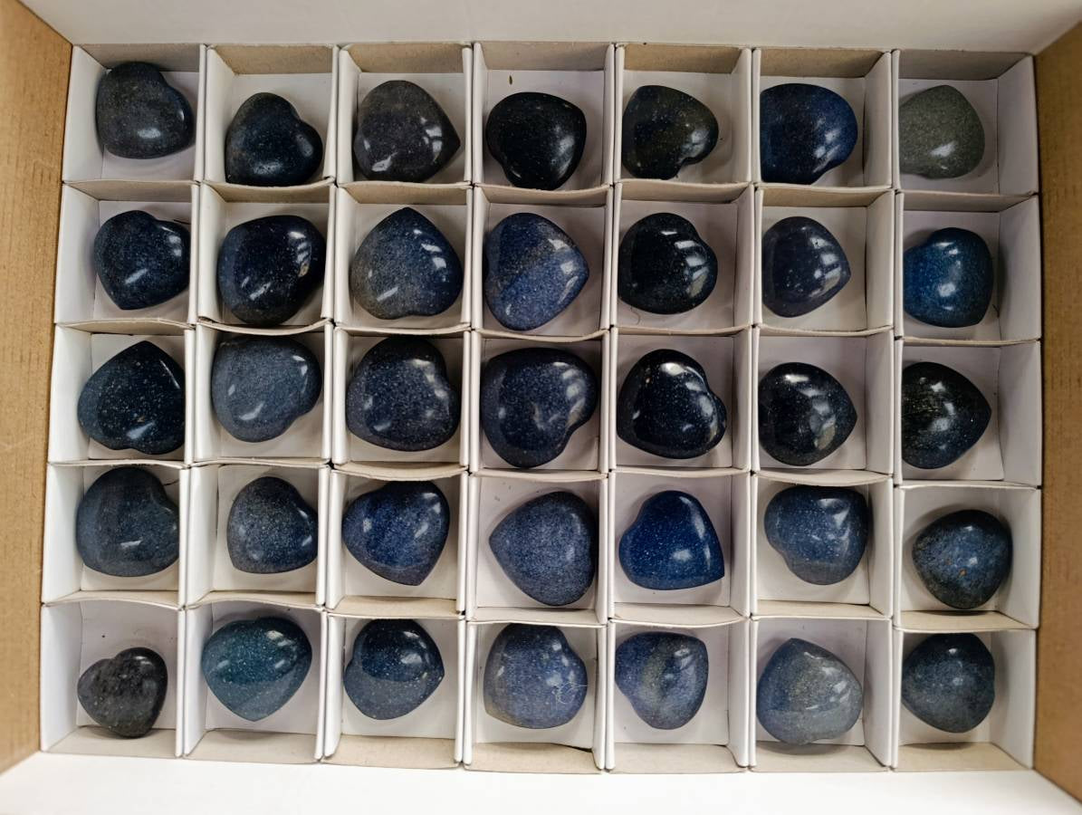 Polished Lazulite Hearts x 35 From Madagascar - Toprock Gemstones and Minerals 