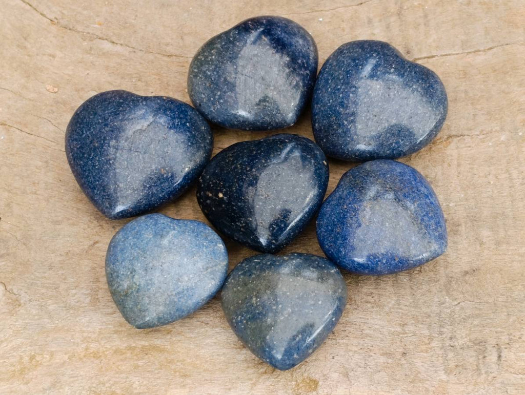 Polished Lazulite Hearts x 35 From Madagascar - Toprock Gemstones and Minerals 
