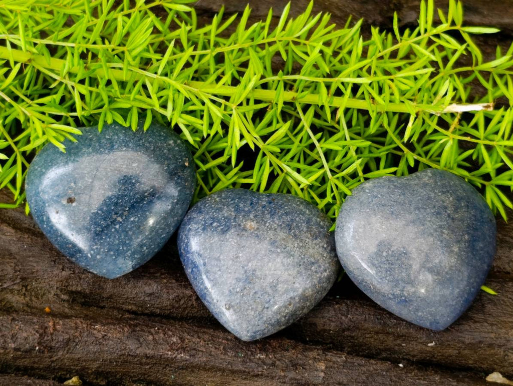 Polished Lazulite Hearts x 35 From Madagascar - Toprock Gemstones and Minerals 