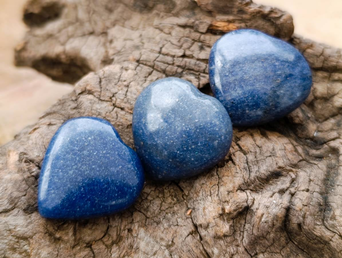 Polished Lazulite Hearts x 35 From Madagascar - Toprock Gemstones and Minerals 