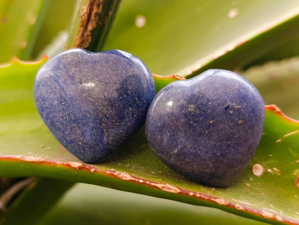 Polished Lazulite Hearts x 35 From Madagascar - Toprock Gemstones and Minerals 