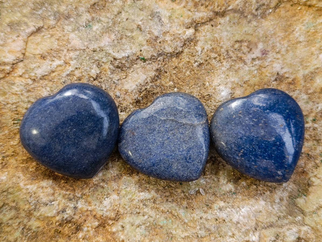 Polished Lazulite Hearts x 35 From Madagascar - Toprock Gemstones and Minerals 