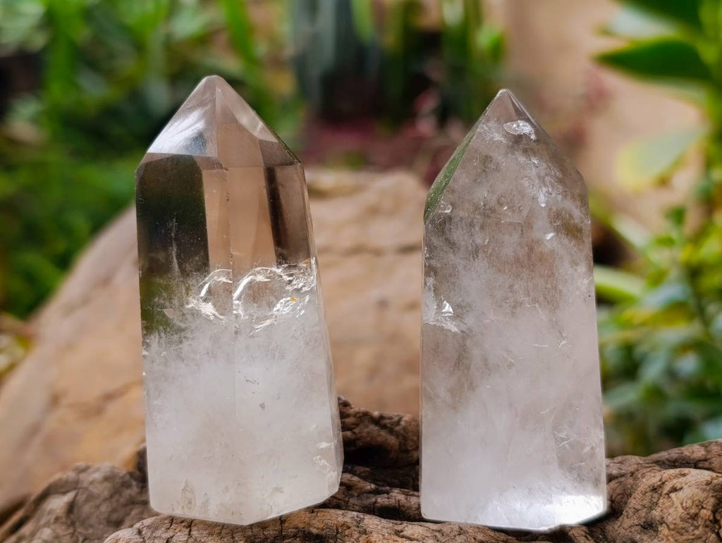 Polished Wispy Phatom Smokey Phantom Quartz Crystals x 6 From Madagascar - Toprock Gemstones and Minerals 