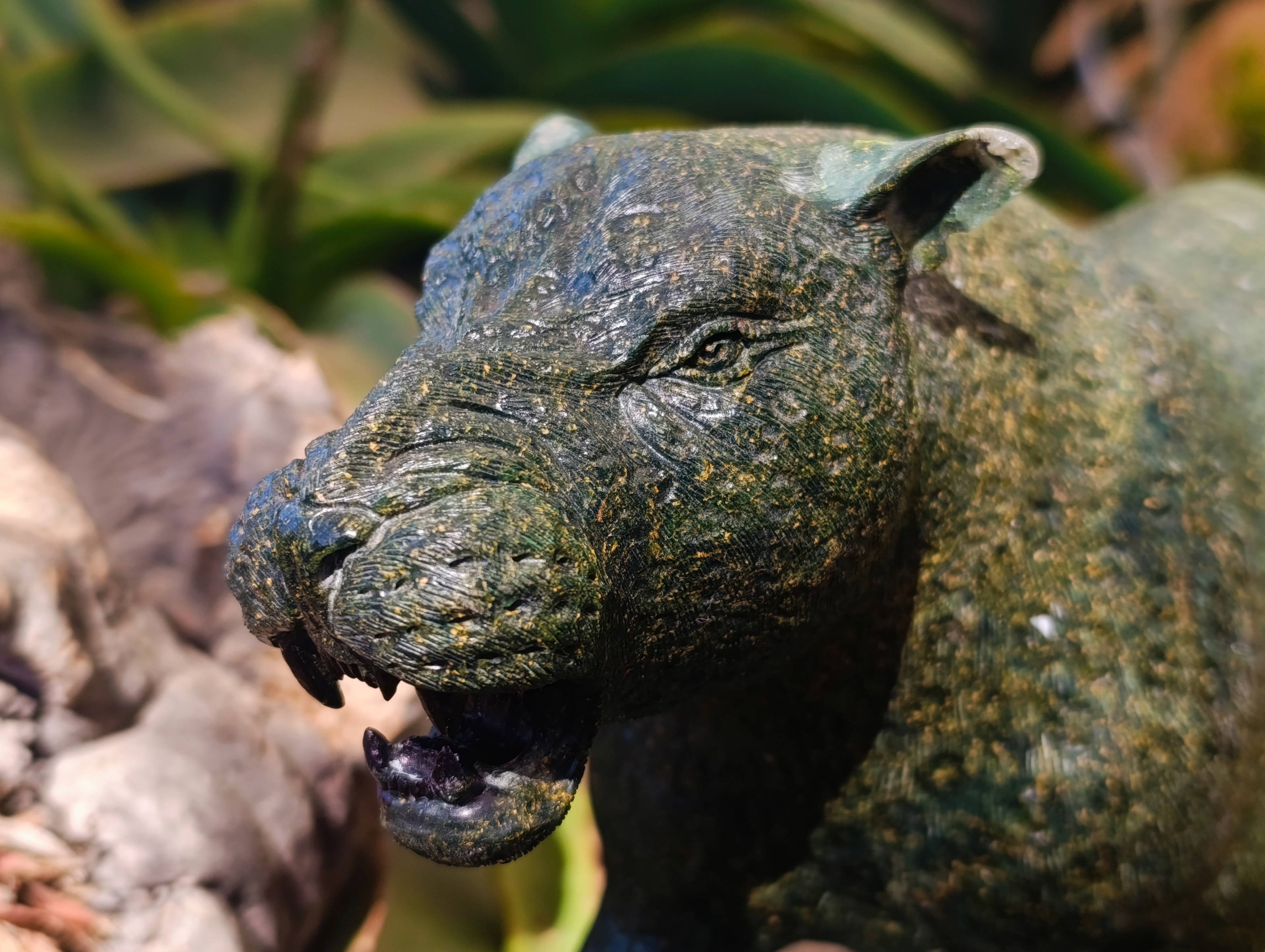 Hand Made Green Verdite Leopard Carving x 1 From Zimbabwe - Toprock Gemstones and Minerals 