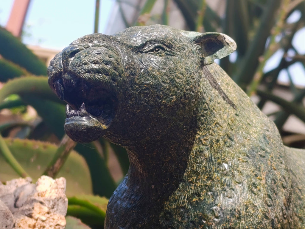 Hand Made Green Verdite Leopard Carving x 1 From Zimbabwe - Toprock Gemstones and Minerals 