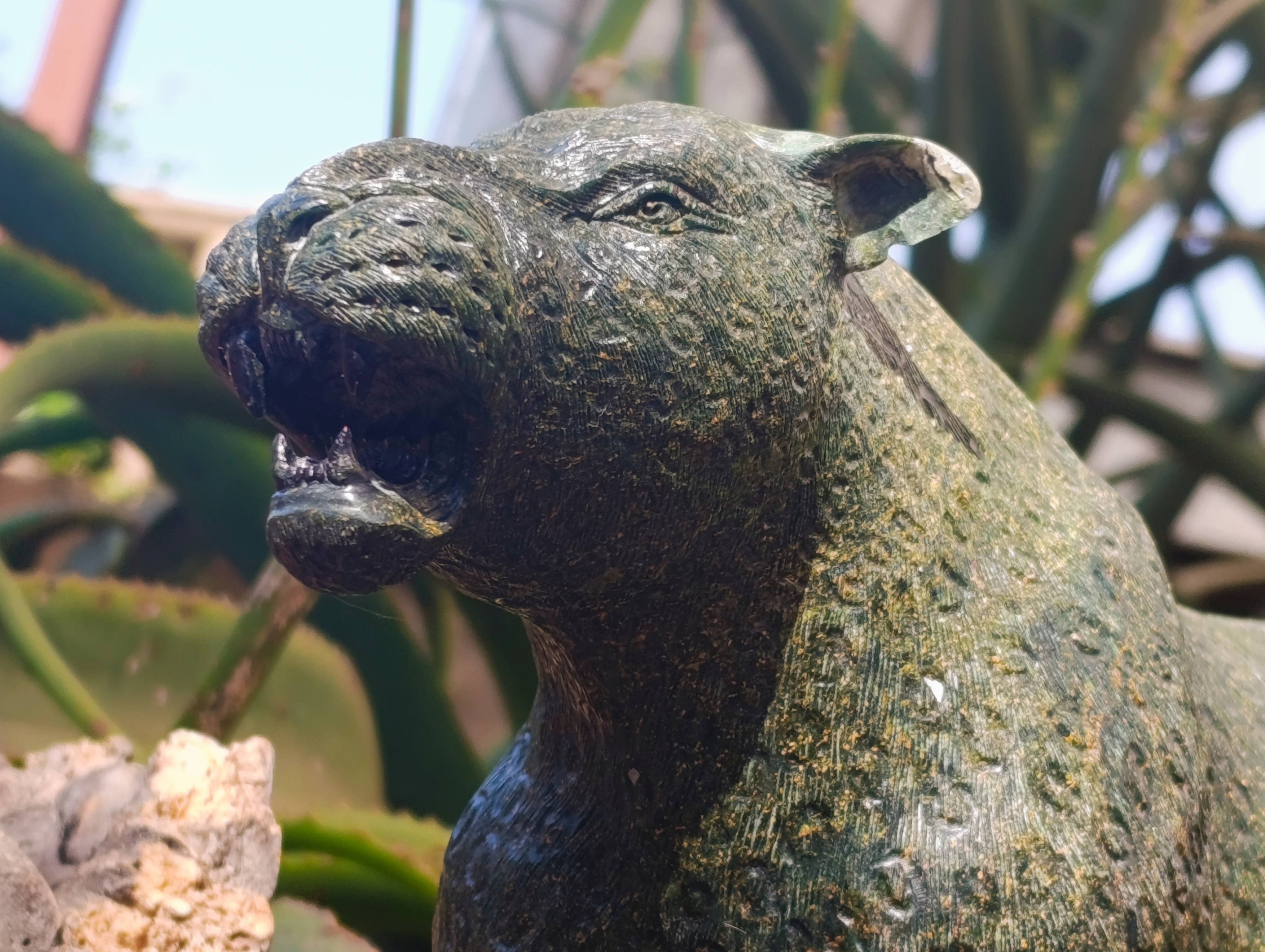 Hand Made Green Verdite Leopard Carving x 1 From Zimbabwe - Toprock Gemstones and Minerals 