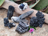 Natural Schorl Black Tourmaline Specimens x 6 From Namibia - Toprock Gemstones and Minerals 