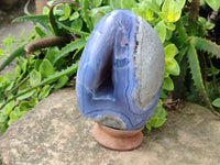 Polished Blue Lace Agate Standing Free Form x 1 From Malawi - Toprock Gemstones and Minerals 