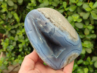 Polished Blue Lace Agate Standing Free Form x 1 From Malawi - Toprock Gemstones and Minerals 