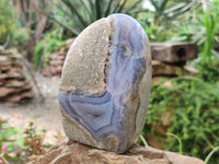 Polished Blue Lace Agate Standing Free Form x 1 From Malawi - Toprock Gemstones and Minerals 