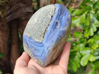 Polished Blue Lace Agate Standing Free Form x 1 From Malawi - Toprock Gemstones and Minerals 