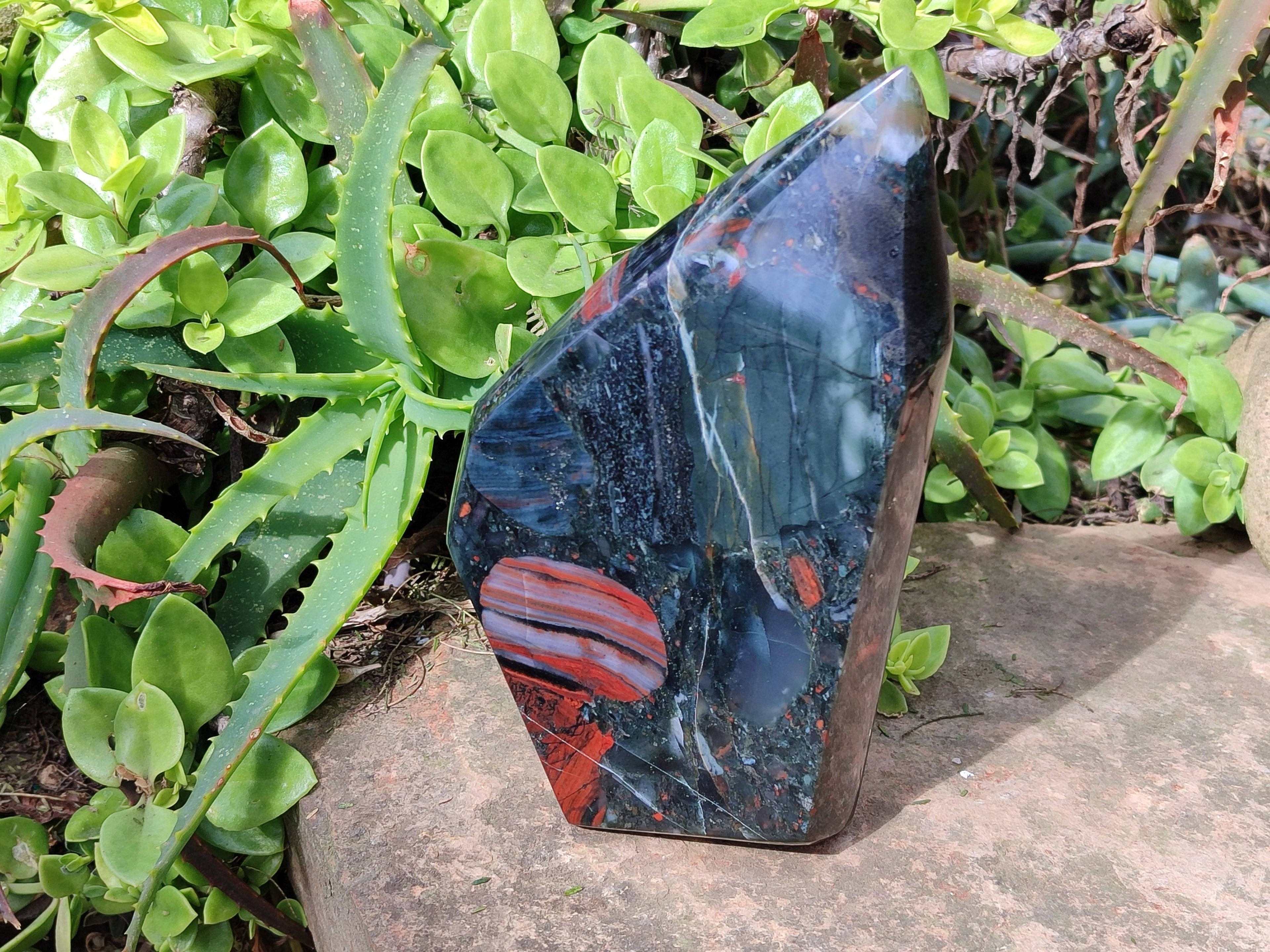 Polished Bloodstone Point x 1 From Swaziland - Toprock Gemstones and Minerals 