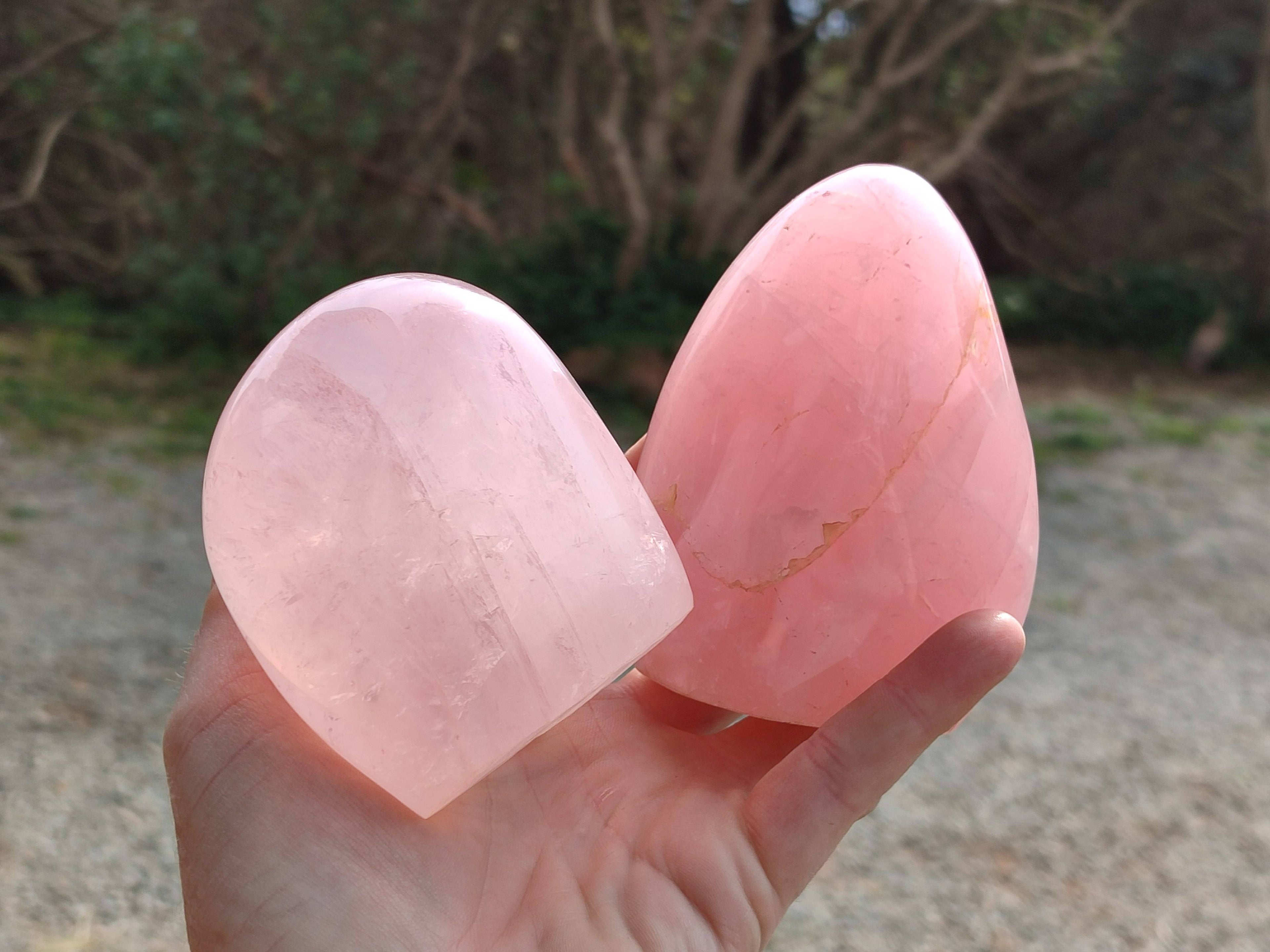 Polished Rose Quartz Standing Free Forms x 2 From Madagascar - Toprock Gemstones and Minerals 