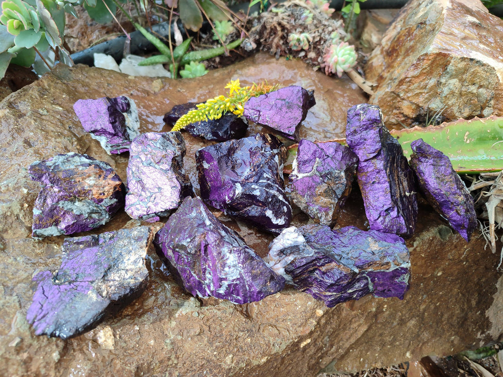 Natural Metallic Purpurite Specimens x 12 From Erongo, Namibia - Toprock Gemstones and Minerals 