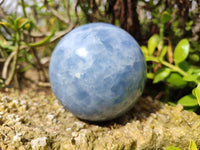Polished Blue Calcite Spheres x 2 From Madagascar - Toprock Gemstones and Minerals 