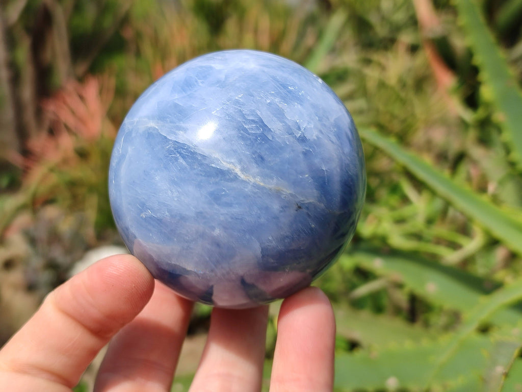 Polished Blue Calcite Spheres x 2 From Madagascar - Toprock Gemstones and Minerals 
