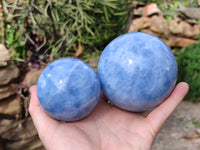 Polished Blue Calcite Spheres x 2 From Madagascar - Toprock Gemstones and Minerals 
