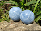 Polished Blue Calcite Spheres x 2 From Madagascar - Toprock Gemstones and Minerals 