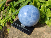 Polished Blue Calcite Spheres x 2 From Madagascar - Toprock Gemstones and Minerals 