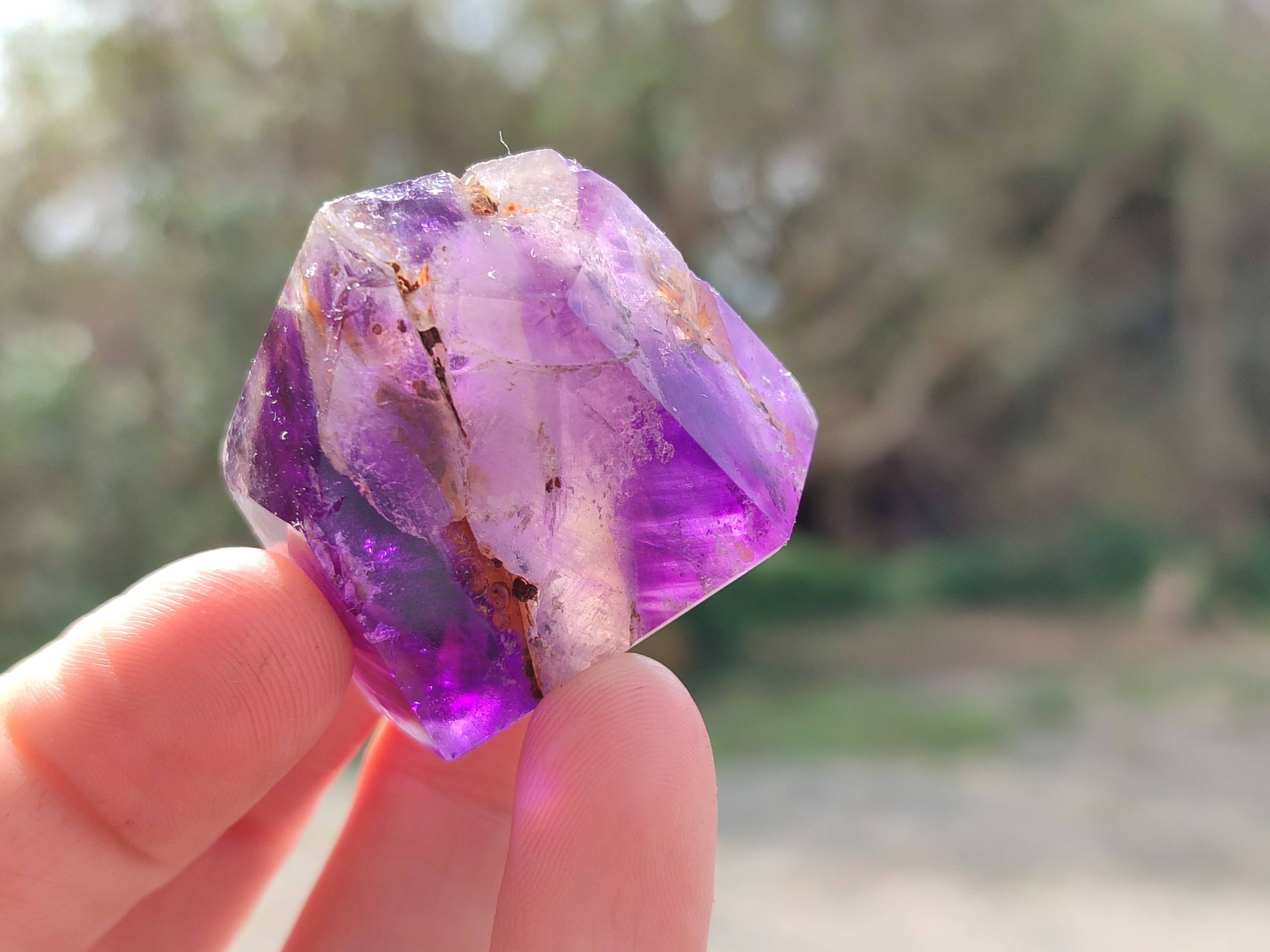 Polished Window Amethyst Crystals x 12 From Madagascar - Toprock Gemstones and Minerals 